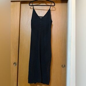 Black Knit Sleeveless Crochet Dress